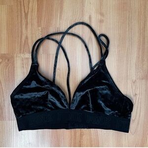 PINK Victoria's Secret Black Velvet Bralette